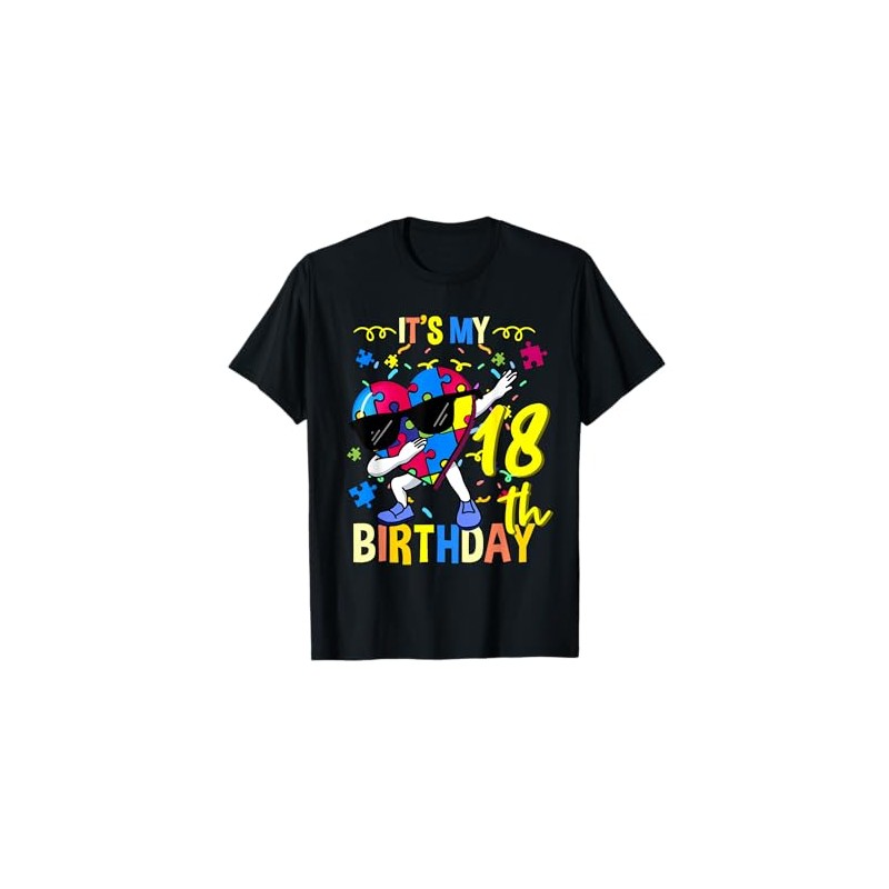 Its My 18th Birthday Dabbing Autism Puzzle T-Shirt