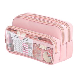 LICHENGTAI Pencil Case, Large Pencil Case with Compartments, Pencil Case, Pencil Bag, School Pencil, Pencil Bag for School, Office, Girls, Boys, Teenagers, Students, pink, Casual