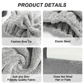 HMIEPRS 2 Pack Microfiber Hair Towel Cap, Quick Drying Cap Soft Absorbent Towel and 2 Combs for Curly Long Thick Dry Wet Hair