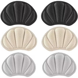 HUIKKJP Heel Pad, Anti-Slip, Anti-Slip, Heel Protection, Heel Repair, Patch, Shoe Repair Material, Anti-Slip, Size Adjustment, Leather Shoes, 3 Pairs (Skin Color/Gray/Black)