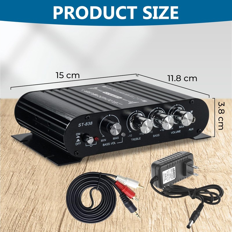 Bluetooth HiFi Audio Verstärker, RMS 80Wx2+80W ST-838 Mini Hifi Verstärker