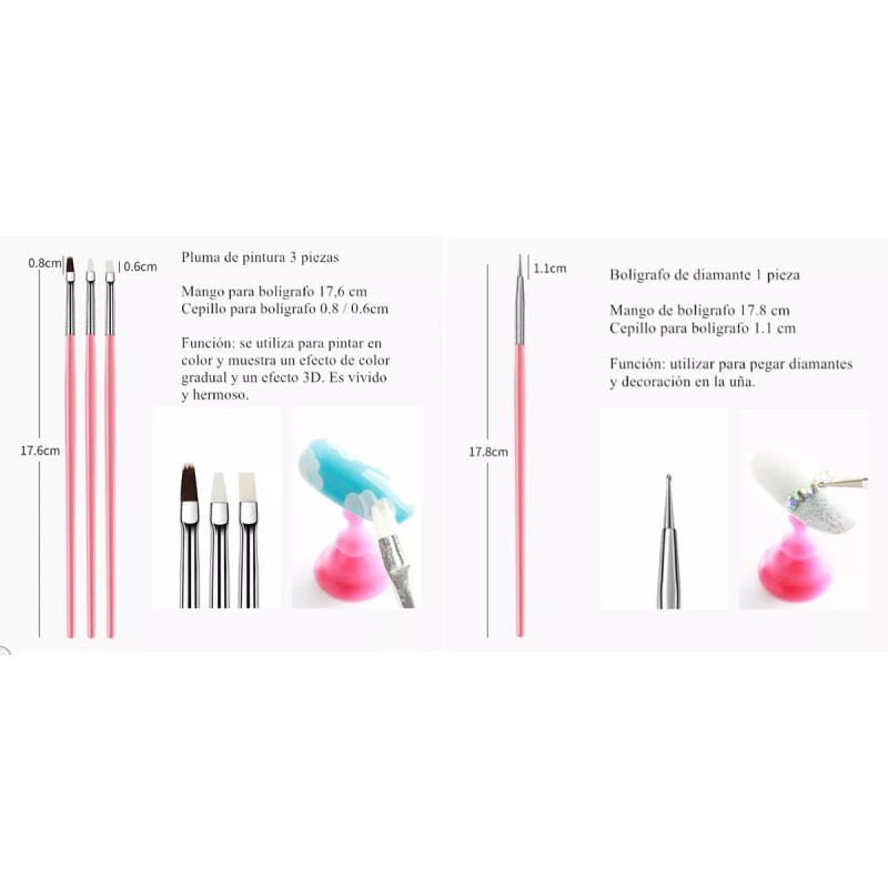 Dolores Juego De Pinceles Pintados A Mano Para Nail Art