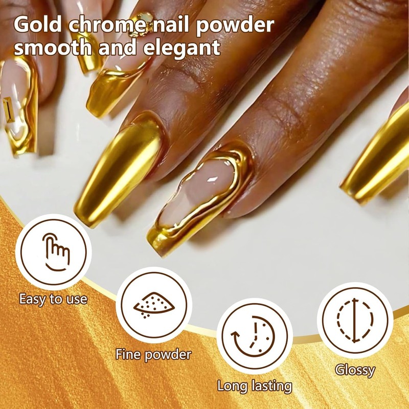 Holographic Mirror Nail Chrome Powder Effect Metallic Dust Sequins UV