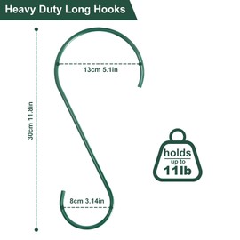 ACEROMT 12 Inch Large S Hooks, Heavy Duty S Hooks for Hanging Bird feeders S Hooks for Hanging Plants Premium Steel S Hooks for Garden, Backyard, Tools, Plants, Flower Baskets, 3 Pack