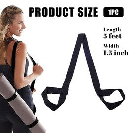 Cylocrya Cotton Yoga Mat, Adjustable Yoga Mat Carrying Strap for All Sizes, Ideal for Pilates, Stretching and Fitness, High Quality Yoga Accessories, black
