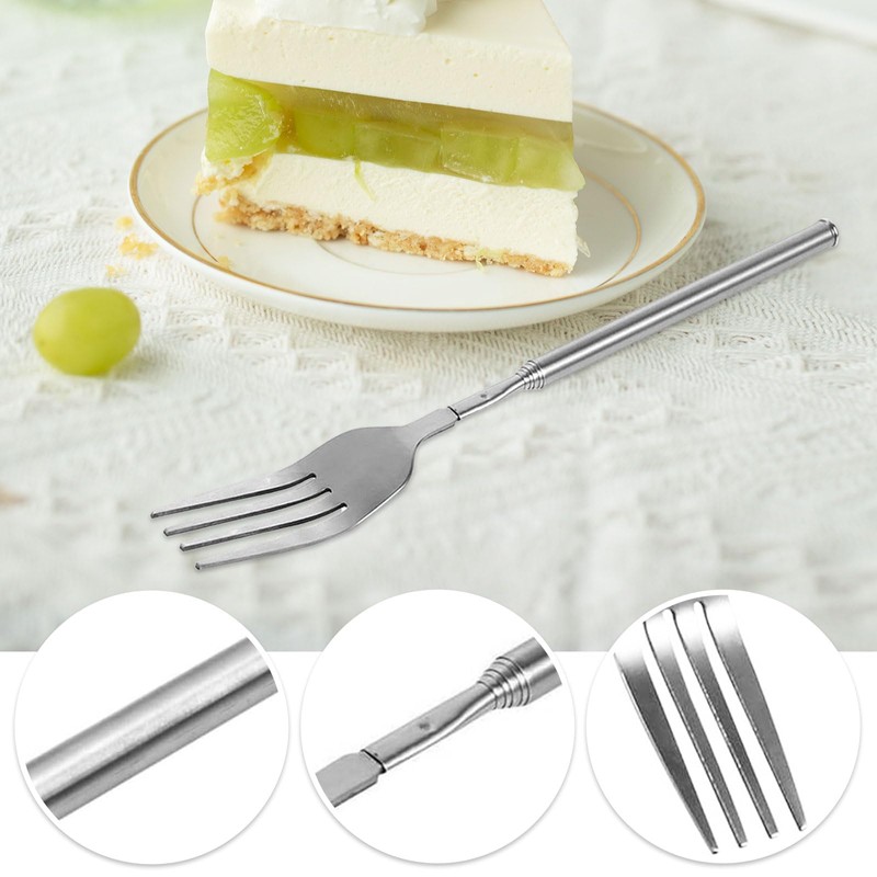 HAPPOW 2pcs Extendable Fork Spoon Set, Telescopic Fork and Spoon,