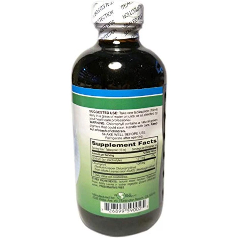 alfalfa World Organic 100mg Liquid Chlorophyll 8 Fl oz, Pack