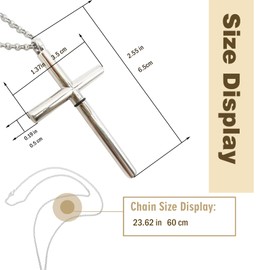 Kornnapa Self Defense Cross Necklace for Men, Hidden Spike Pendant Religious Cross Jewelry for Women Stainless Steel Link Chain Necklace, Silver