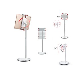 idee PTS02W Height & Angle Adjustable Commercial Graded Aluminum Table Stand for iPads Tablets and Smart Phones, 360 Degree Rotate Mount Designed for Store POS, Office & Home Desktop and more