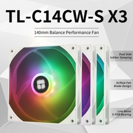 Thermalright TL-C14CW-S X3 CPU Fan,with 1500RPM Speed,14CM Quiet PWM Fan,Computer Case Cooling,3-Pack ARGB Fans(White)