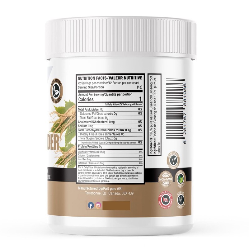 AKI American Ginseng Powder with 4% Ginsenosides - Ideal with