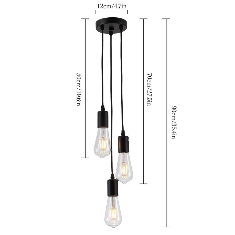 HJXDtech 3 Way Ceiling Pendant Cluster Light Fitting Lights E27