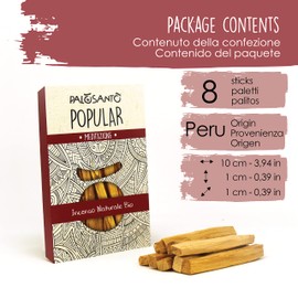 PALOSANTO - Palo Santo Sticks Popular Ayabaca – Premium Quality from Peru - Natural Incense Sticks for Stress Relief and Meditation - Palo Santo Wood Wild Harvested & Sustainably Sourced – 8 Sticks