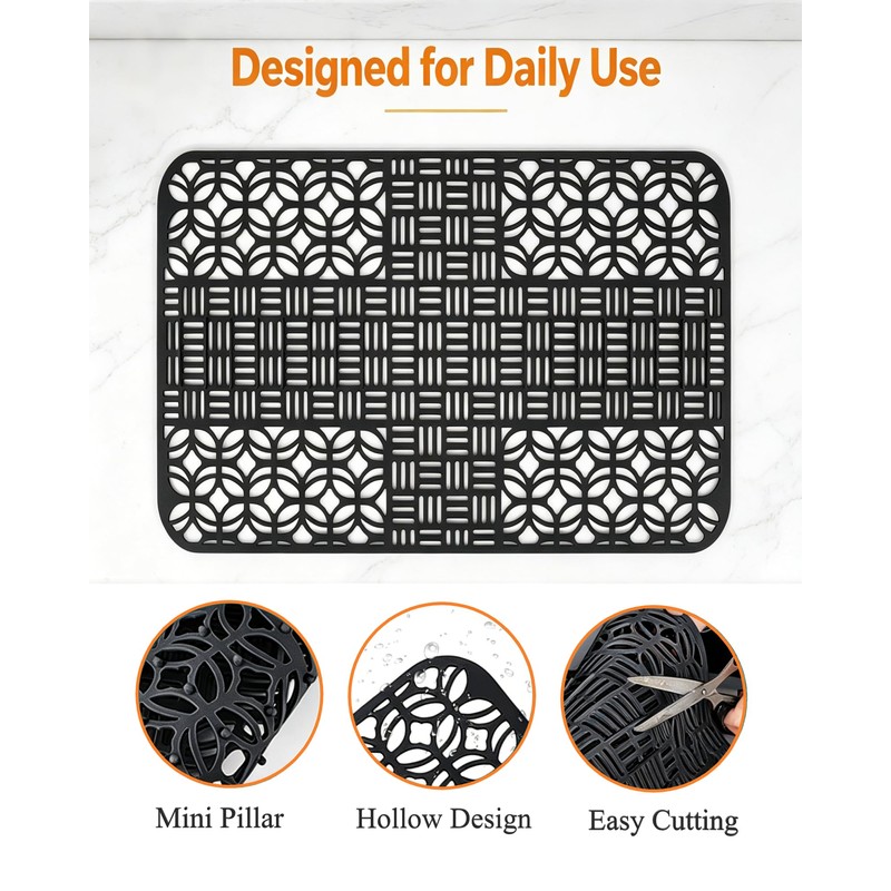 POPUBBY Silicone Kitchen Sink Protector Mat, 26"X 14"