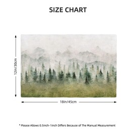 Watercolor Forest Linen Placemats Set of 4,Watercolor Woodland Forest Mountains Rustic Dining Placemats Home Kitchen Party Living Room Table Decoration 12x18 Inch