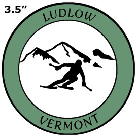 Athena Brands Ludlow, Vermont - Sports Skier - Car Truck Window Bumper Graphics Sticker Decal - Washed Green