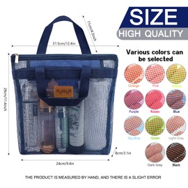 Ayieyill Shower Caddy Portable, Mesh Shower Caddy Tote Bag Quick Dry Hanging Toiletry and Bath Organizer for College Dorm, Gym, Beach, Travel or Camping with Zipper (A-Blue)