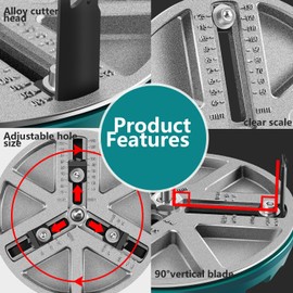TOOSOAR Adjustable Round Hole Saw, Adjustable Diameter 45-130mm, for Solid Wood, Plasterboard, Aluminium Composite Panels, Plastic Panels