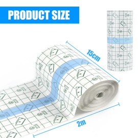 Wasserdicht Transparent Bandage, 15cm x 2m selbstklebende Wasserdichte transparente Gipsrolle, Duschpflaster Rolle, Pflaster Wasserfest, Tattoo Folie Heilung zum Klebebandage Sport Duschen