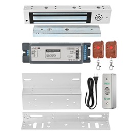 Smart Door Access Control System 600lbs Magnetic Lock Kit with ZL Bracket Tuya App & Remote Control, Stainless Steel Exit Button, Power Supply and Built-in Alarm Beeper