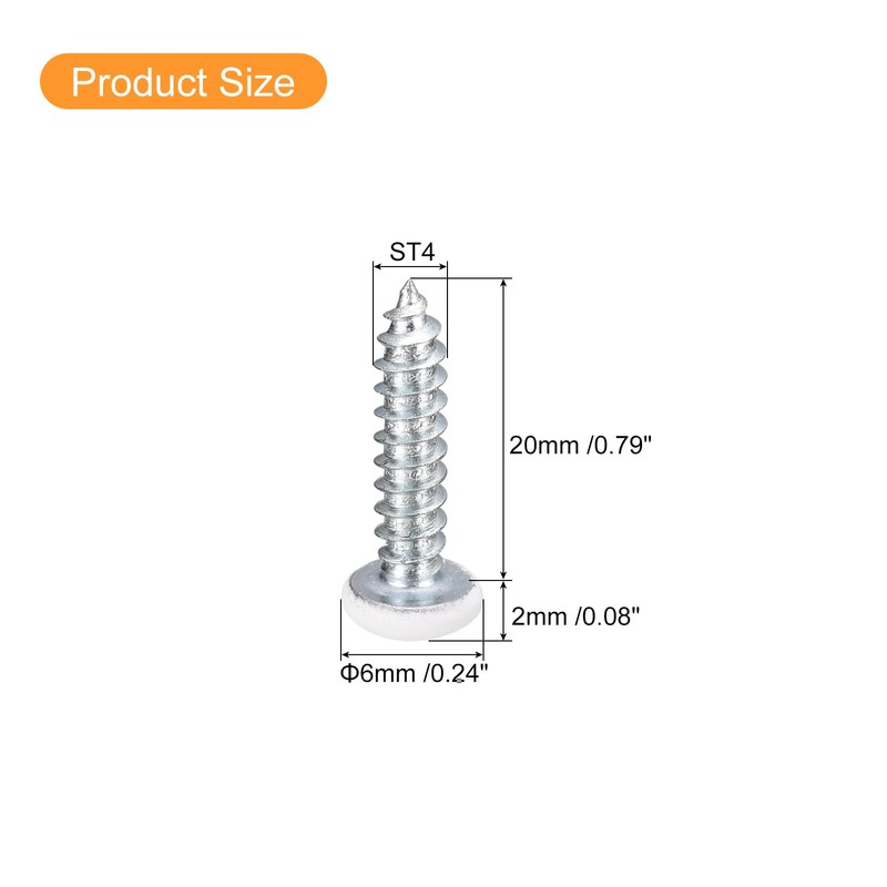 uxcell ST4x20mm White Screws Self Tapping Screws, 25pcs Pan Head