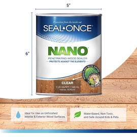 Seal-Once Nano Penetrating Wood Sealer - Premium Waterproof Sealant (Quart)