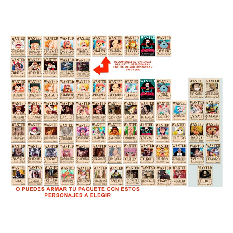 One Piece 18 Posters Yonkou Ace Sabo Jinbe Wanted Se