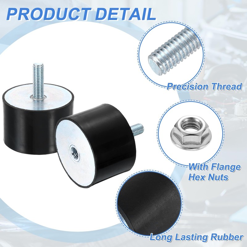 uxcell M12 Rubber Mounts, 1Pcs 73x50mm(DxH) Rubber Cylindrical Anti Vibration