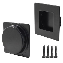 Jiozermi 2 Pack 2-3/4 Inch Black Square Recessed Pulls, Finger Flush Handles for Pocket Door Barn Door Cabinet Door Sliding Closet