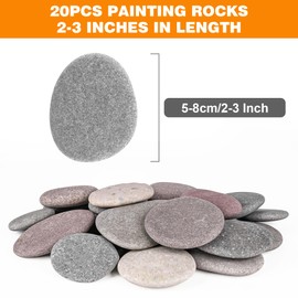 River Rocks for Painting 20 Pcs Large 2-3 Inch Flat Smooth Painting Stones Craft Rock to Paint for Kids Crafts Painting Bulk