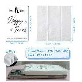 Biomelaus Happy Tears Tissues for Guest Welcome Favor Bags 3 Ply 10 Sheets, Soft Facial Tissues for Wedding Day Welcome Bags Essentials Stuffers Emergency Kit (40 Pack-400 Sheets)
