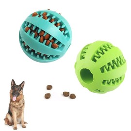 HUIQIHANG 2Pcs Treat Dispenser Ball for Dog, Interactive Boredom, Dental Care Toy for Boredom Teeth Cleaning Chew Ball for Teeth Cleaning, Dog Puzzle Stimulation (Blue+Green)