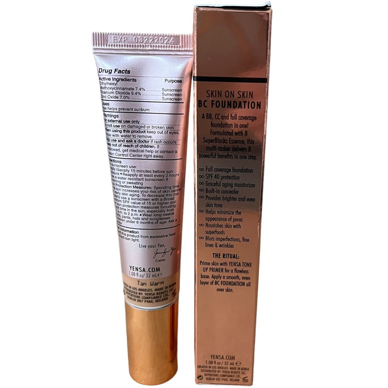 Yensa Skin On Skin BC Foundation Full Coverage SPF 40