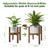 Rnined Adjustable Plant Stand Indoor,Bamboo Mid Century Modern Plants Stands,