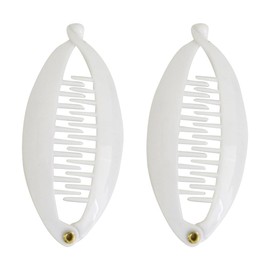 SET OF TWO White 3.5 Inch Mini Banana Clip Hair Clincher Rounded Edges Hair Comb