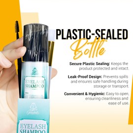 Forabeli Champú Para Pestañas De 50 Ml Con Cepillo Y Aplicador - Limpiador De Extensiones De Pestañas, Espuma Limpiadora Para Párpados, Espuma Suave, Elimina Grasa Y Maquillaje
