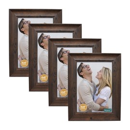 DECANIT 8x10 Picture Frames Rustic Distressed Brown Wood Pattern High Definition Glass for Table Top Display and Wall Mounting Photo Frame，Pack of 2