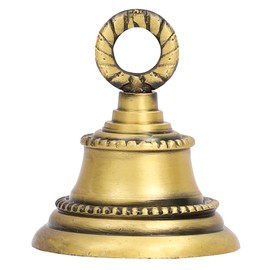 HANDTECHINDIA 2.5" Height Indian Brass Bells Jingle Bells for Home Door Décor, Crafts, Chimes, Christmas Décor, Cow Pet Bells Christmas Craft Bells for Christmas Decorations (10)