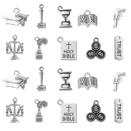 DanLingJewelry 100Pcs 10 Styles Law Enforcement Lawyer Charms Handcuffs Balance Gavel Book Charms for Jewelry Making Crafts