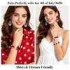Patriotic 4th of July Flag Earrings Bracelet Set for Women
