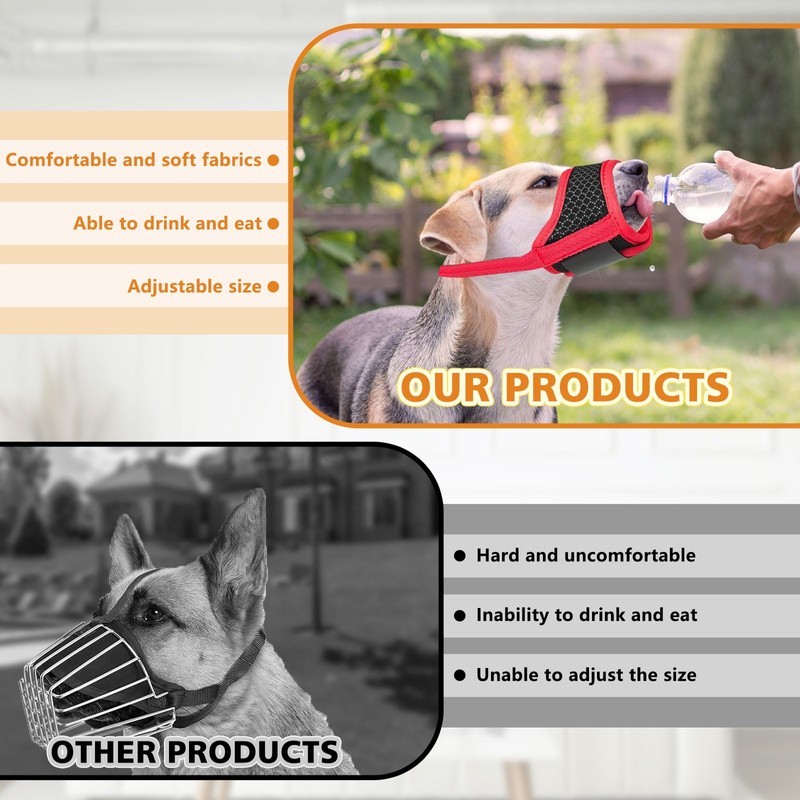 Adjustable Dog Muzzle Breathable Mesh Muzzles for Small Medium Large