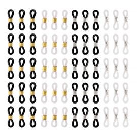 100 Pcs Eyeglass Chain Ends,Glasses Chain Loop Holder Silicone Eyeglass Chain Connector Adjustable Flexible Rubber Spring Strap Ends Holder Anti Slip Silicone Connector Holder Retainer for Sunglasses