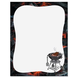 BBQ Summer Letter Papers - Set of 25, BBQ Stationery Papers, 8 1/2" x 11", Compatible Computer Paper, Father's Day Letterhead, Father's Day BBQ