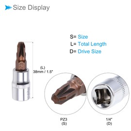 CoCud PZ3 Impact Bit Socket 1/4" Drive S2 Steel CR-V Power Screwdriver Bits Socket - (Applications: for Fastening Car Machinery Screws), 2-Pieces