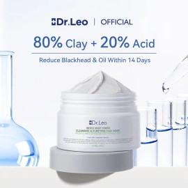 Dr.Leo Acne Control & Deep Clean 3-Pcs Set – White Clay Mask 100g, Salicylic Acid Drying Lotion 10ml & Polyamino Acid Cleanser 100g for Sensitive Skin