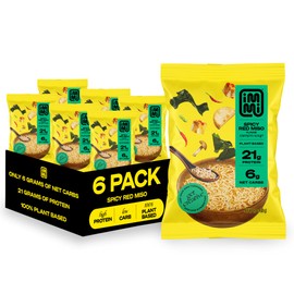 immi Spicy Red Miso Ramen, 100% Plant Based, Keto Friendly, Low Carb, High Protein, Packaged Noodle Meal Kit, Ready to Eat, 6 Pack