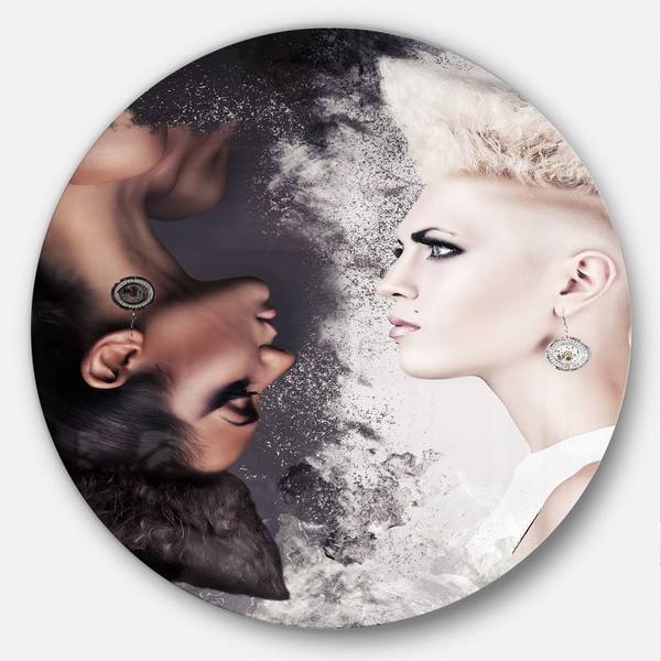 Designart Evil and Good Beautiful Women Portrait Large Metal Wall