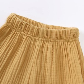 GFQLONG Toddler Baby Girls 3 Pack Elastic Waist Trousers Soft Cotton Linen Harem Bloomers Summer Fall Long Pants,Pink&Yellow&White,3-4T