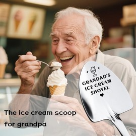 Funny Birthday Christmas Gifts for Grandad Grandpa Ice Cream Gift for Papa Grandad Ice Cream Shovel Spoon Gifts for Papa Grandad Retirement Gifts for Grandpa Grandfather Papa Spoons Gift