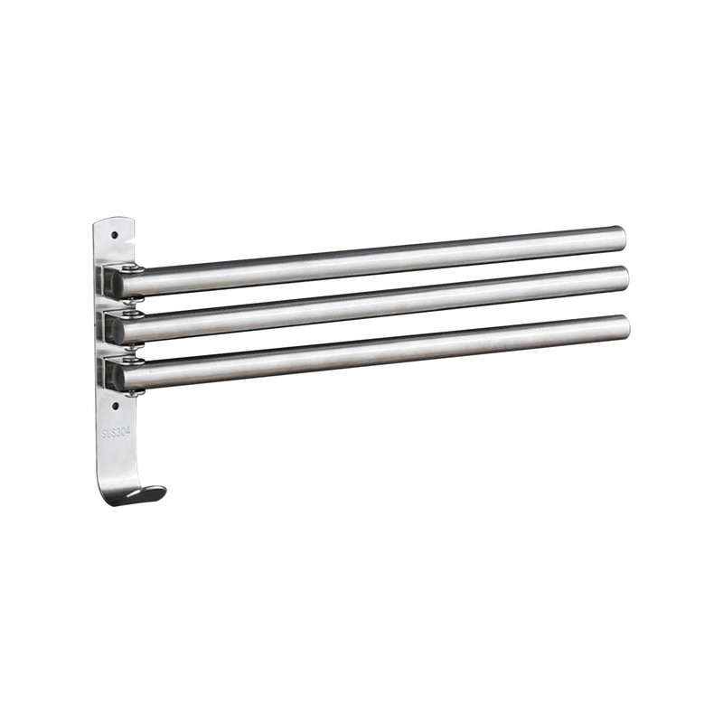 Swivel Out Towel Racks with Hooks 3-Bars Foldable Arms Bath